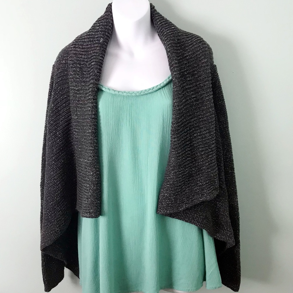 2/$22 Newport News Metallic Waterfall Cardigan - Picture 1 of 5